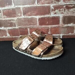Birkenstock Arizona Sandals Womens Size 8 EU 39 Gator Gleam Two Strap Comfort